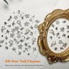 KACHIMOO 55pcs Silver Star Nail Charms Star Charms for Acrylic Nails 3D Stars Nail Gems 3D Alloy Nail Art Charms Y2K Nail Rhinestones Nail Supplies for Women and Girls Nail Design(9 Styles)