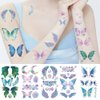 Y 10 Sheet Butterfly Temporary Tattoo Stickers Women Girls Makeup Festival Carnival Birthday Party Fake Body Tattoos for Butterflies Wings Flowers Theme Face Tattoos Body Tattoos