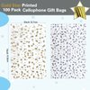 COQOFA 100 Pcs Star Printed 5"X 7" Gift Wrap Cello Cellophane Treat Bags Party Favor bags Clear Candy Cookie Bags Plastic Poly Goodie Storage Bags with Twist Ties for Bakery,Birthday, Wedding ,Party Decorations (Gold)