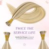 KiiKiiGirl Virgin Remy I Tip Hair Extensions Human Hair Blonde Highlight Golden Blonde Real Itip Human Hair Extensions 18Inch Pre Bonded I Tips Human Hair Extensions Blonde For Women 30G/Pack