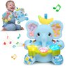 Holaxander Baby Elephant Musical Stuffed Animals Toy with Light-Up Music & Crinkle Sound Paper,Infant Bilingual Early Learning Education Toys,Tummy Time Toys for 0-3-6-12+ Months Boy Girl, Blue