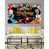 Mocsicka Racing Car Happy Birthday Backdrop Banner Car Themed Birthday Party Decorations Banner Racing Theme Party Supplies for Photography (Red, 70.8x43.3 inch)