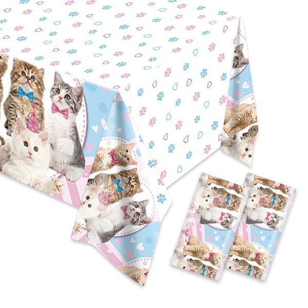 Egami 2pcs cat Birthday Party Tablecloth for Kitten Party Decorations 87 inches x 51 inches for cat Birthday Party Supplies (4)