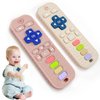 Baby Teething Toys, 2Pack Baby Toys 6 to 12 Months, Teething Toys for Babies 0-6 Months, Remote Control Teething Toys, Infant Toys, Baby Teether for Baby Boy Girl Toys (Pink+Khaki)