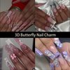 ALGLEA 20PCS Butterfly Nail Charms, 3D Butterfly Charm for Nail Alloy Butterfly Nail Art Charms with Gems and Rhinestones for Nail Design Cute Nail Art Decorations Supplies(White Silver