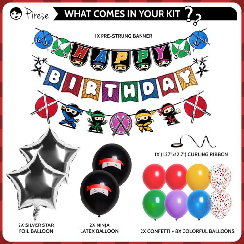 Pirese Ninja Birthday Party Decorations, Ninja Birthday Decorations, Ninja Party Decorations, Ninja Party Supplies | Ninja Balloons | Ninja Birthday Party Supplies | Asian Themed Party Decorations Kit