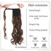 Gangel Ponytail Extension Curly Wavy Pony Tails Wrap Around Hairpiece Claw Synbthetic Clip in Hair Extensions Magic Paste Hair Wraps Hair Pony Tail for Women and girls(Pack of 1)Light Ash Brown(4-30)