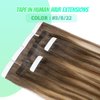 VINBAO Tape In Hair Extensions Human Hair Blonde Hair Extensions Tape In Dark Roots Color 3-8-22 Brown and Blonde Highlights Remy Hair Tape in Extensions 20 Pieces 50 Grams (16inch, #3/8/22)