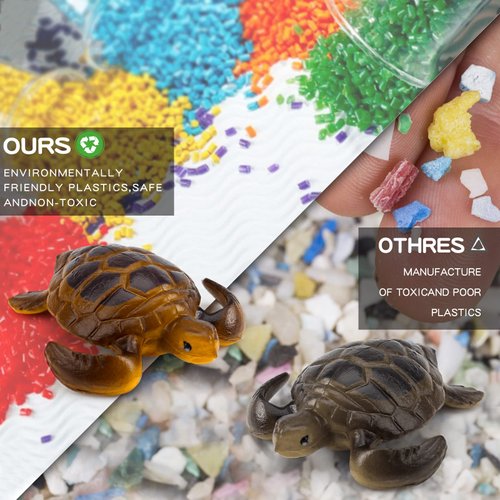 BRETOYIN Sea Animals Figurines Set 18PCS Sea Turtle Small Figure Christmas Bath Toys Gift for Kids Toddlers Preschool Educational Playset Whale Ornament