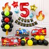 Fire Truck Party Decorations, 7pcs Fire Truck Birthday Party Balloons Fire Party Balloons for Firefighters 5th Birthday Fire Engine Rescue Themed Party Supplies