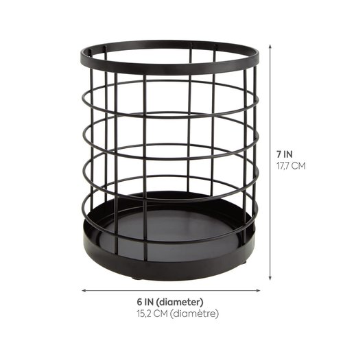 iDesign Wire Utensil Holder for Kitchen Counter, The Austin Collection - 6" x 6" x 7", Matte Black