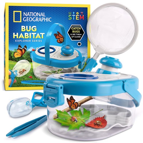 NATIONAL GEOGRAPHIC Bug Catcher Kit for Kids - Kids Bug Habitat with Magnified Viewer, Bug Catcher, Tweezers & Learning Guide, Insect Habitat, Outdoor Toys, Kids Bug Catching Kit, Bug Cage, Bug Box