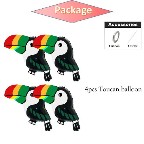 4pcs Toucan helium balloons Tropical bird toucan foil balloon for Hawaiian Luau party supplies,Toucan party decoration,babyshower/toucan theme birthday decoration
