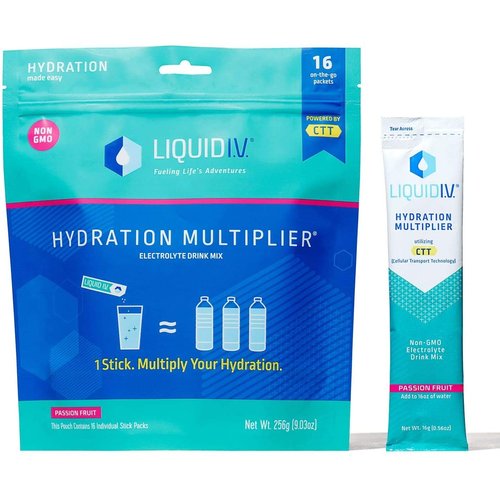Liquid I.V.® Hydration Multiplier® - Passion Fruit - Hydration Powder Packets | Electrolyte Powder Drink Mix | Convenient Single-Serving Sticks | Non-GMO | 16 Servings (Pack of 1)