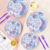 120 Pcs Mermaid Birthday Paper Plates Napkins, Mermaid Party Supplies Tableware Set for 24 Guests, Mermaid Themed Birthday Party Decorations for Kids Boys Girls Baby Shower