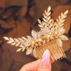 Latious Leaf Bride Wedding Hair Comb Gold Flower Hair Clip Bridal Hair Accessories for Women and Girls