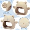 Chumia 3 Pack Baby Teether Teething Toys for Babies 0-6 Months Baby Teething Toy Silicone Anti Dropping Infant Hand Teether Pacifiers Wrist Hand Chew Toys for Sucking Needs (Beige, Gray, Blue)