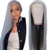 Valiilo Grey Wig Human Hair 22 Inch Lace Front Wigs Human Hair 13x4 HD Lace Front Wigs 180% Density Grey Wigs Human Hair Straight Grey Human Hair Lace Front Wigs Pre Plucked for Women