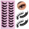 LuckForever 10 Pairs False Eyelashes Russian Strip Eye Lashes Wispy False Lash Fluffy Eyelash Extension Natural Look D Curly Volume Fake Eyelashes Reusable Eyelash Pack for Women Girls