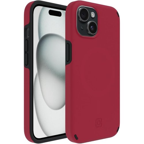 Incipio Duo MagSafe Phone Case for iPhone 15 Plus and iPhone 14 Plus - Apple iPhone Case with 12ft Drop Protection + Scratch Resistance, 5G Compatible - Made from Recycled Materials (Crimson/Black)