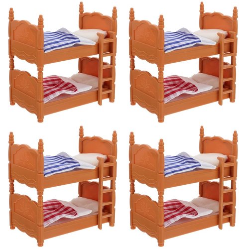 Veemoon Wooden Doll Bunk Bed,Simulation Dollhouse Miniature Bunk Bed Accessories DIY Doll House Room Decor Dolls Cot Model Dolls Bed