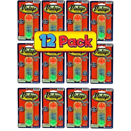 JA-RU Vintage Metal Jacks Game Set/Two Bouncy Balls. (12 Packs) Mini Jax Toy for Kids, Boys & Girls. Classic Family Retro Classics. Bulk Party Favors, Stocking Stuffers. 950-12s