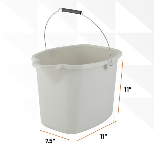 Superio Plastic Bucket Mop with Handle and Spout for Floor Cleaning (Soft Grey)