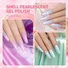 RARJSM Pearl Gel Nail Polish Set 6 Colors Pearlescent Shell Glitter White Gold Pink Green Purple Shimmer Mermaid Nail Polish Soak Off LED UV Curing Requires Swirl Thread Effect DIY Manicure Use
