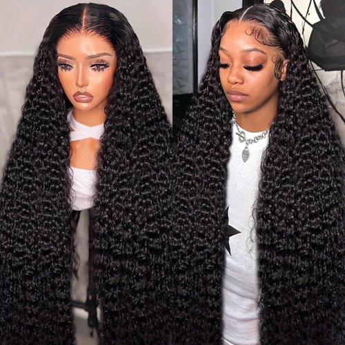 YACHEP 28 Inch Water Wave 13x6 Lace Front Wigs Human Hair Pre Plucked with Baby Hair 180 Density Curly HD Transparent Lace Frontal Wigs Wet and Wavy Human Hair Wig for Women