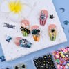 editTime Black 3D Mix Color Nail Art Charms Kit, Resin Camellia Rose Magritte Flower Butterfly Bow Moon Heart Love Star Bear Snake Crown Hollow Pearl Nail Charms with Tweezers and Pickup Pen(C5-black)