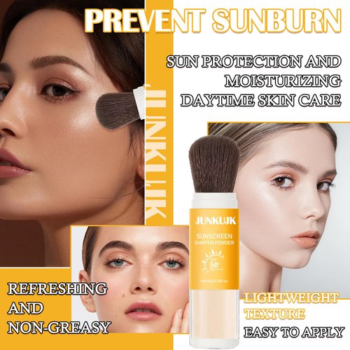 Mineral Sunscreen Setting Powder Makeup,SPF 50+ PA++++,Lightweight Breathable Translucent Brush Powder for All Skin,Matte Long Lasting Oil Control Concealer
