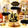 Weekgrat 8 Pcs Jumbo Roaring 1920's Party Decorations Honeycomb Centerpiece Black and Gold Birthday Music Party Table for 1920s Birthday Speakeasy Retro Flapper Wedding Party Supplies