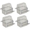 Lot of 4 Clear Transparent Bird Cage Birds Feeding & Watering Feeder Cups