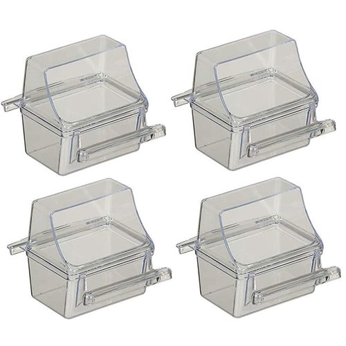 Lot of 4 Clear Transparent Bird Cage Birds Feeding & Watering Feeder Cups