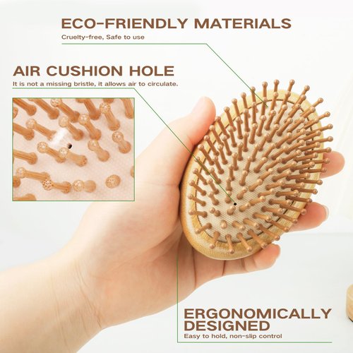 Combetter Natural Bamboo Hair Brush(No handle), Massaging Scalp, Detangling brush for Women, Men &Kids, Eco-friendly Natural Wooden for All Hair Types
