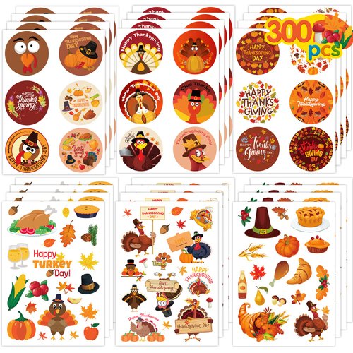 MISS FANTASY Thanksgiving Stickers for Kids Fall Stickers Happy Thanksgiving Turkey Stickers for Cards Turkey Stickers for Kids Envelope Thanksgiving Party Supplies