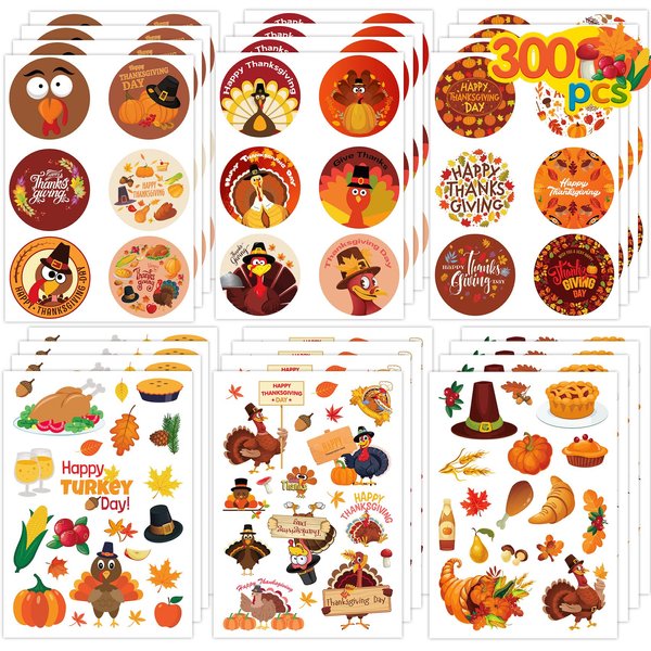 MISS FANTASY Thanksgiving Stickers for Kids Fall Stickers Happy Thanksgiving Turkey Stickers for Cards Turkey Stickers for Kids Envelope Thanksgiving Party Supplies