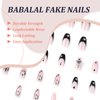 BABALAL Coffin Press on Nails Medium Fake Nails Black Glue on Nails French Ballerina Acrylic Nails with Star Design Stick on Nails for Women and Girls 24Pcs