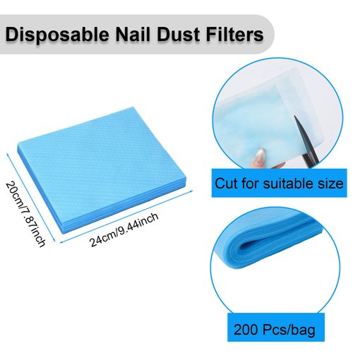 200PCS Nail Dust Collector Filter,No Spilling and Super Strong Disposable Nail Dust Filters for Most of Nail Dust Vacuum Machine, Nail Salon Nail Dust Extractor Accessory