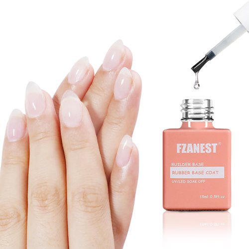 FZANEST Clear Rubber Builder Base Gel Nail Polish,5 in 1 15ml Builder Gel For Nails In A Bottle,Nail Strengthener Gel,Quick Extension Nail Gel,Soak Off Long Lasting UV LED Rubber Base Coat