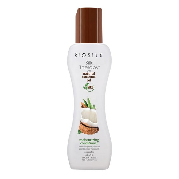 Biosilk Silk Therapy with Natural Coconut Oil Moisturizing Conditioner, Nourishing & Helps Eliminate Frizz, Sulfate, Paraben & Cruelty-Free, 2.26 Oz