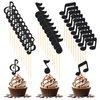 JJUNW 30Pcs Music Notes Cupcake Toppers, Music Notes Party Decorations, Black Glitter Musical Symbol Cupcake, for Rock Music Concert Theme Baby Shower Wedding Singer Birthday Party Supplies