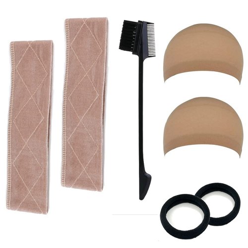 HOFANQIE Wig Grip Band Velvet Wig Grip No Slip Wig Band,2 In1 Eyebrow Brush Eyelash Comb Multifunctional Makeup Tool Dual Use,Stocking Caps For Wigs Stretchy Nylon Wig Cap
