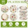 Sunnyray 80 Pcs Wild Floral Party Plates 7 in Wildflower Disposable Dessert Dinner Paper Plates Dinnerware Decor Wedding Plates for Garden Birthday Tea Party Baby Shower Supplies(Classic Style)