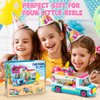 CUBIMANA 3-in-1 Cat Car Building Set, Girls Camper Van Building Block Sets, Ice Cream Truck City Bus Building Toys with Slide and Stickers, Gifts for Kids Girls Boys Age 6 7 8 9 10 11 12+ (494PCS)