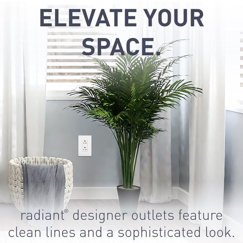 Legrand radiant 885WCC21 15 Amp Decorator Duplex Outlet, Side Wire or Push Wire, White (1 Count)