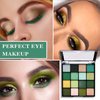 WYBLZPXZ 16 Colors Green Shimmer Eyeshadow Palette,Matte Metallic Waterproof Eye Shadow Palette,Highly Pigmented Sparkly Eye Shadow Pallet Shiny Yellow Brown Pressed Eyeshadow Makeup Powder Palette