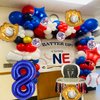 Baseball Birthday Party Balloons, 32 Inch Navy Blue Foil Number 8 Balloon, Baseball Glove Foil Balloon, Red Blue Star Confetti Balloon for 8th Birthday Sports Theme Party Supplies