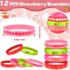 BOIKOKY 110 PCS Strawberry Party Favors Set - Berry Birthday Supplies for Kids Girls Includes Drinking Straws, Keychains, Silicone Bracelets, Sticker Strawberry Pinata Filler Goodie Bag Fillers