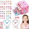 Toys for Girls Jewelry,37PCS Princess Toddler Girl Toys Age 6-8 for Pretend Play & Dress Up, Adjustable Ring Clip on Earrings Kids Toys for 3 4 5 6 7 8 9 Year Old Girls Christmas Birthday Gifts Ideas